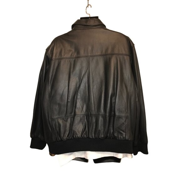 Croft & Barrow Men's Black Leather Bomber Aviator Jacket - Picture 2 of 10